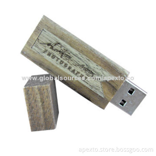 USB Flash Drives Made of Cherry Wood, with 8 or 16GB Storage Capacity, Supports Customized Logo